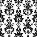 Black And White Damask Background With Floralpunk Style Royalty Free Stock Photo