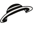 large black and white stripe Summer hat head accessory hand drawing illustration art