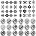 Large Black and White Vector Snowflake Icon and Symbol Collection Royalty Free Stock Photo