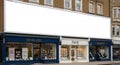 Large Blank Billboard Above Retail Shop Fronts Royalty Free Stock Photo
