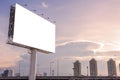 large blank billboard on building in city view background Royalty Free Stock Photo