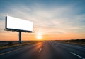 Large Blank Billboard Overlooking Highway During Sunset Royalty Free Stock Photo