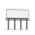 A large blank billboard standing alone on four metal poles in a plain white background Royalty Free Stock Photo