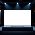 Large blank screen on a dark stage illuminated by spotlights creating a presentation backdrop Royalty Free Stock Photo