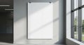 Blank Vertical Poster Mockup in Modern Office with Window Light Royalty Free Stock Photo
