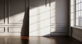 Blank Canvas Standing in a Room with Dramatic Sunlight and Shadow Patterns white empty Royalty Free Stock Photo