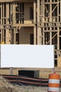 Large Blank White Sign in Front of New Apartment Construction Royalty Free Stock Photo