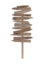 Large blank wooden directional beach sign on pole