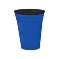 Large blue barrel with black lid. Plastic container for water or trash. Flat vector element for poster or banner Royalty Free Stock Photo