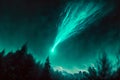 A large blue comet with a trail streaking thorugh the night sky. Created with Generative AI Royalty Free Stock Photo