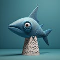 Blue Fish Statue: Naive Style With Inventive Character Designs Royalty Free Stock Photo