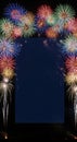 Festive Fireworks Border with Copy Space Royalty Free Stock Photo