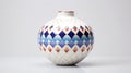 Large Blue Geometric Pattern Vase - Commissioned Grid Work Design