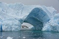 Tunnel Formed in Blue Antarctic Iceberg Royalty Free Stock Photo