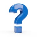 A large blue question mark with a glossy, reflective surface in a 3d rendering Royalty Free Stock Photo