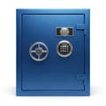 A large blue safe with a combination lock and a key lock for secure storage Royalty Free Stock Photo