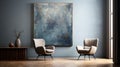 Large Blue Texture Art Piece In Modern Living Room