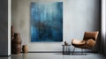 Large Blue Texture Art Piece In Oud Bruin Room