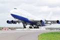 Large passenger airplane takes off at airport. Royalty Free Stock Photo