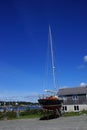 Large boat being overhauled