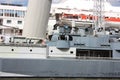 Large boat or ship sails through the English waters of the Thames river Royalty Free Stock Photo