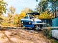 A large boat sushi, standing in the forest