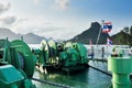 Large boat winch on the deck Royalty Free Stock Photo