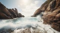 a large body of water surrounded by rocky coastlines and cliffs