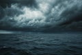 A Large Body of Water Under a Cloudy Sky, Dark storm clouds gathering over a vast sea, AI Generated Royalty Free Stock Photo