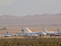 Large Boeing 747 Southern Air Plane, McDonnell Douglas, Lockheed, and Airbus aircraft owned by major airlines parked at storage