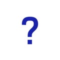 A large, bold blue question mark is centered on a plain white background Royalty Free Stock Photo