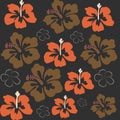 Large bold colorful tropical hibiscus or Hawaiian floral pattern