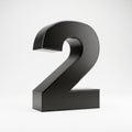 Bold Black Three- Dimensional Number 2 on White Background numeral digit Royalty Free Stock Photo