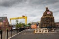 Large bonfire in the east side of Belfast ready for the 11th night.