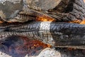 A large bonfire of flame wood fire is log embers burning Royalty Free Stock Photo