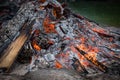 Large bonfire in nature