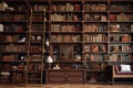 A large bookcase with a large number of books in the interior of the house