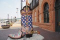 The large boot in front of the Depot in Cheyenne, Wyoming. There are several large boots around the town