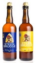 Large bottles of Steenbrugge Tripel and Blond beers isolated on white