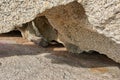 Large boulder or sandstone with rough nature textures and natural indents. Closeup of rock or granite structure with Royalty Free Stock Photo