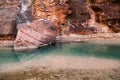Large Boulder in the Virgin River at Zion National Park Royalty Free Stock Photo
