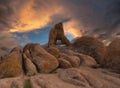 Large boulders and Boot Arch Rock in Alabama Hills Royalty Free Stock Photo