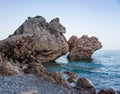 Large boulders near the cliff by the sea Royalty Free Stock Photo
