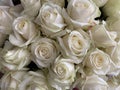 A large bouquet of blossoming flowers, close-up. Background texture: buds of white roses in a vase. Blooming spring flowers