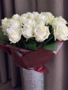 A large bouquet of blossoming flowers, close-up. Background texture: buds of white roses in a vase. Blooming spring flowers Royalty Free Stock Photo