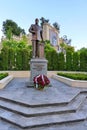 A large bouquet of red roses near the Monument to Heydar Aliyev in Kiev