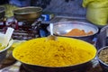 Large bowl with yellow spices