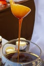 Large bowls of delicious sweet Yemen honey for sale at Global Market in Dubai, UAE