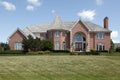 Large brick home with turret