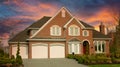 Red Brick Huge Home Dwelling Residence House Triple Garage Roof Front View Exterior Royalty Free Stock Photo